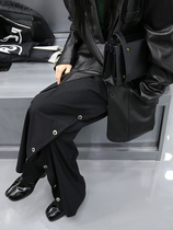 Beauty Ya FUZZYKON original design design sense gender-free straight tube loose sides removable trousers black apricot