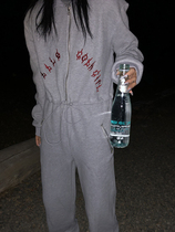 Mei Ya FUZZYKON original red letter embroidery autumn and winter plus velvet lapel lapel one-piece sweater pants