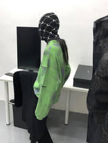 Beautiful Ya FUZZYKON original design light green Whirlpool abstract print loose sweater