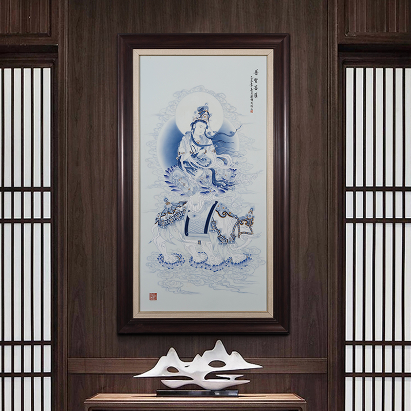 Jia lage jingdezhen ceramic hand - made wall of setting of blue and white porcelain plate painting samantabhadra bodhisattva porch of mural hang a picture