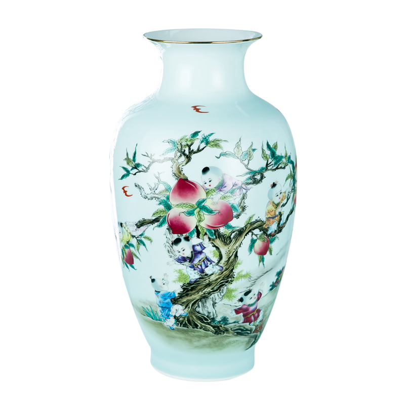 Jingdezhen ceramics enamel vase thin foetus pervious to light the see colour vase vases, rich ancient frame porch decorate furnishing articles