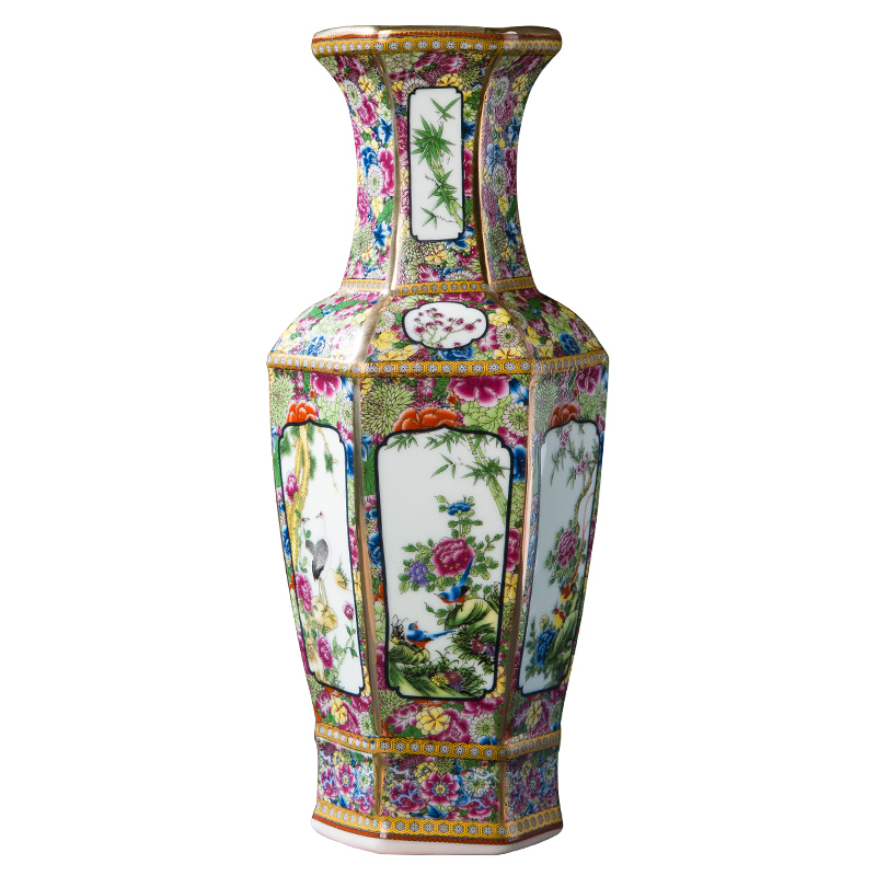 Jingdezhen ceramics imitation antique vase imitation qianlong enamel vase rich ancient frame porch decoration furnishing articles
