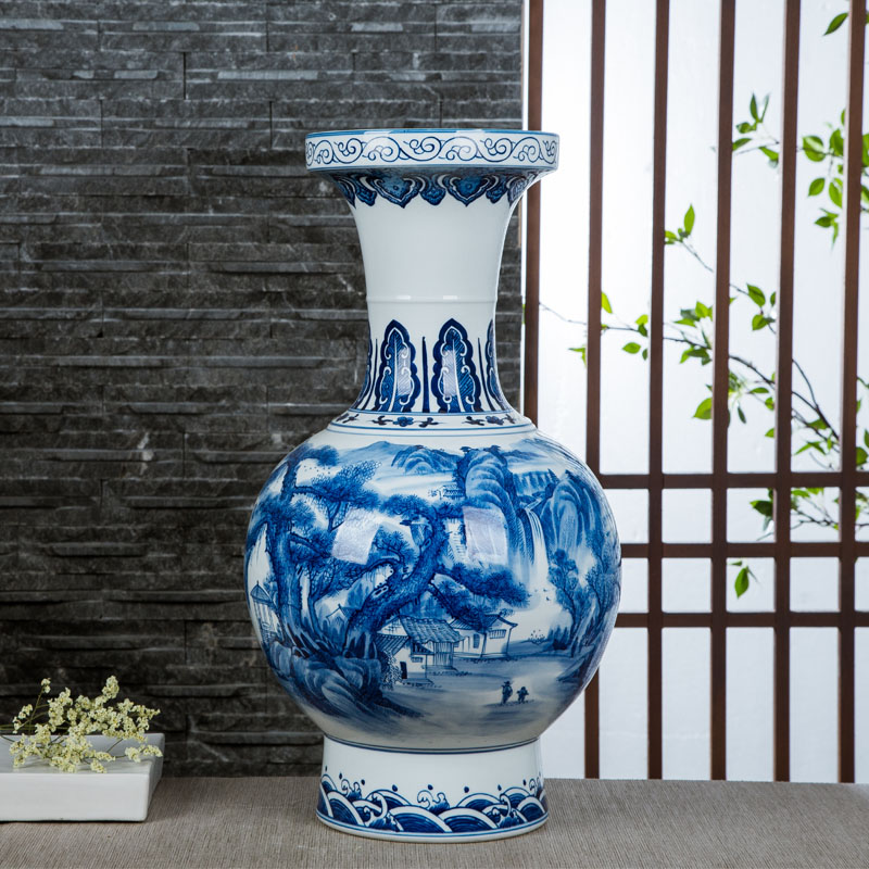 Jingdezhen ceramics vase pure manual embryo hand - made of blue and white porcelain vase decoration craft collection furnishing articles