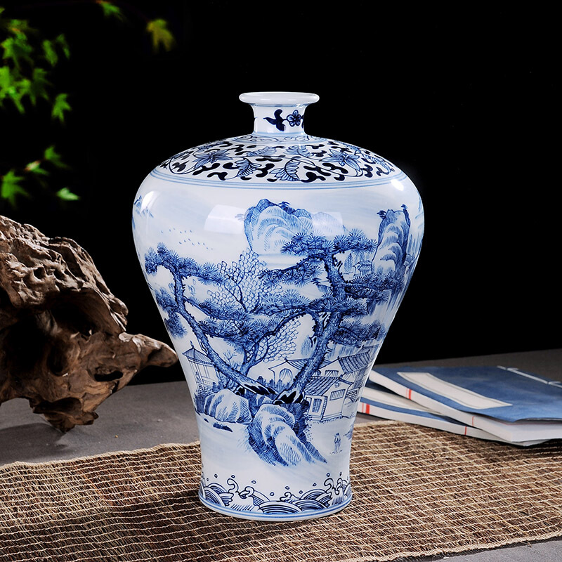 Jingdezhen ceramics vase pure manual embryo hand - made of blue and white porcelain vase decoration craft collection furnishing articles