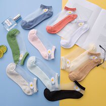 Glass silk Crystal socks 2021 new womens socks spring and autumn thin boat Socks summer with small white shoes socks summer