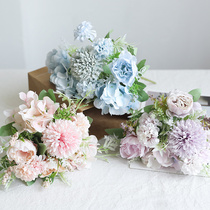 ins simulation flower bouquet carnation bride hydrangea hand holding fake silk flower cafe decoration Nordic decoration set