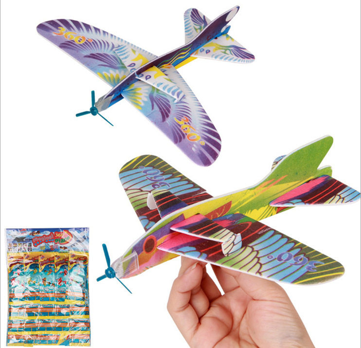 80后怀旧经典童年diy拼装航空模型组装回旋飞机泡沫儿童飞行玩具_7折