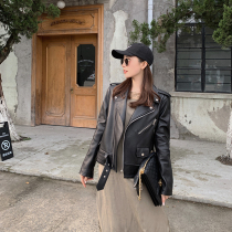 Fu Zhien leather motorcycle short leather jacket female cool Sa slim sheepskin jacket 2021 spring new