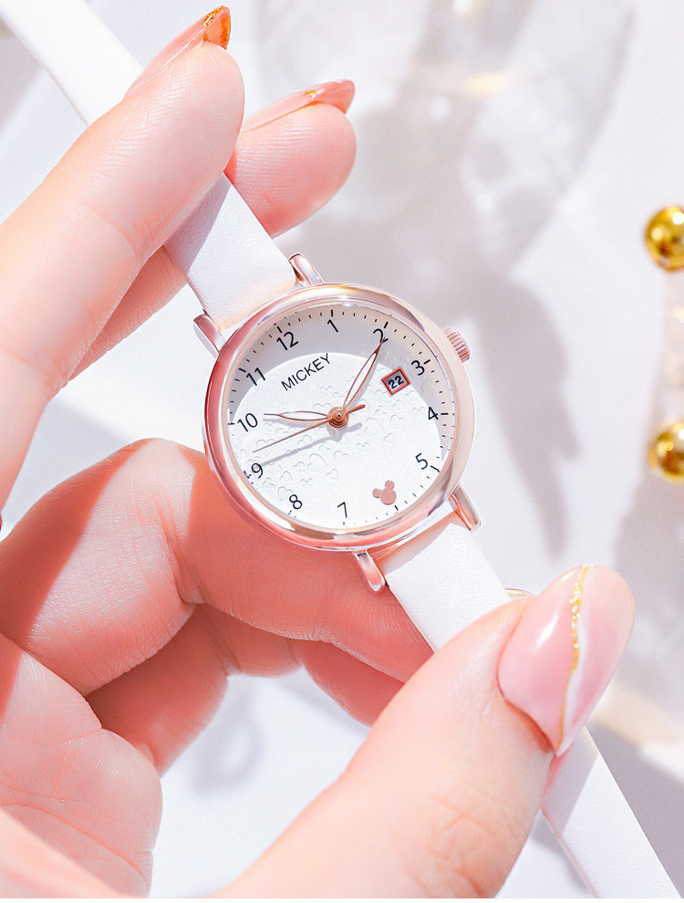 迪士尼手表女中学生女孩简约气质防水夜光初中女生初高中少女手表