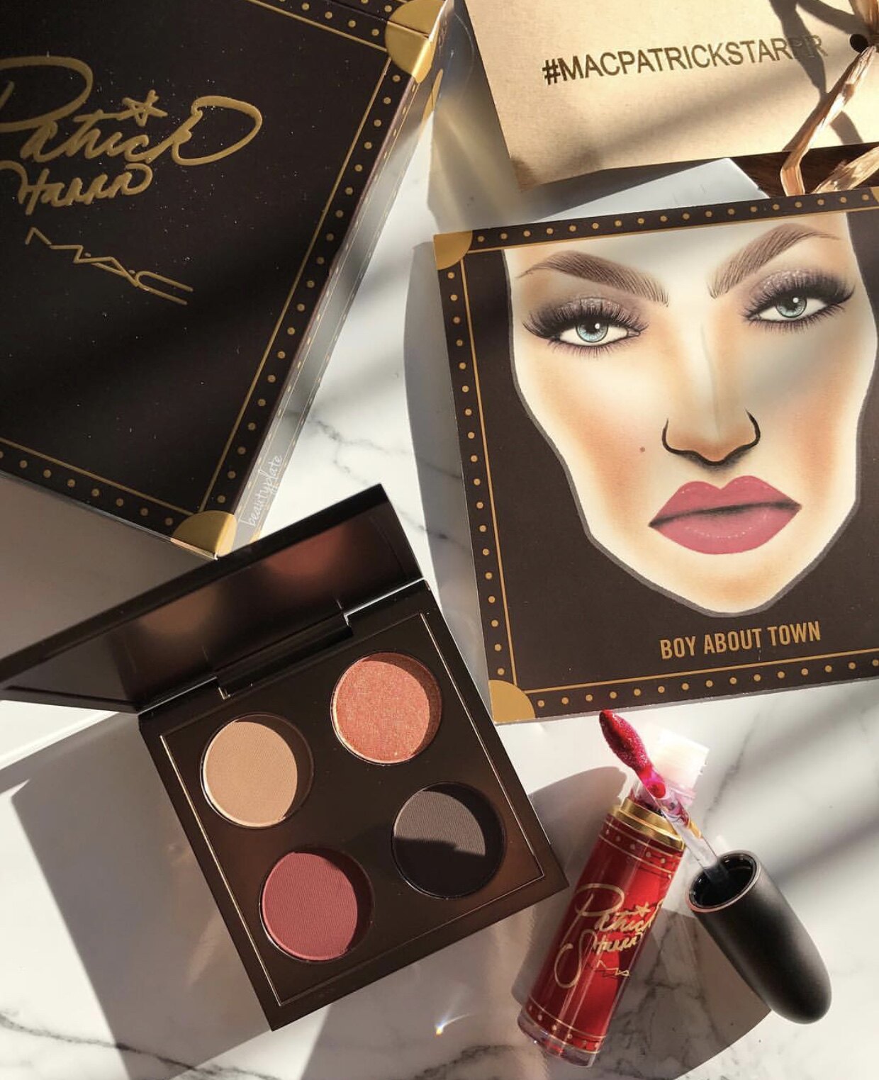 现货 mac patrickstarrr 联名款 四色眼影盘 哑光唇釉套装