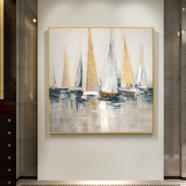 Hand-painted abstract oil painting porch decorative painting light luxury style restaurant hanging painting into the home sailing sailing smooth living room murals