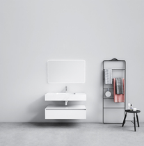 Modern simple split rock plate bench basin white bright paint bathroom cabinet combination