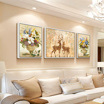Nordic style living room decoration painting sofa background wall hanging painting free of perforation atmosphere light luxury wall painting murals three-piece set