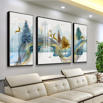 Sofa back wall hanging painting living room decoration painting hall fashion background wall mural atmosphere light luxury wall painting triple painting