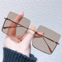 2022 New tea colour sunglasses Women summer High sensation Box sunglasses Chauga net red anti-ultraviolet large face slim