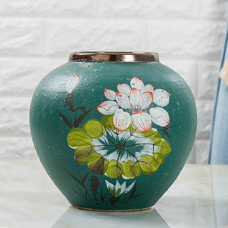 Jingdezhen ceramic vase hand - made painting of flowers and dried flowers, flower arrangement sitting room porch decorate household furnishing articles of Chinese style restoring ancient ways