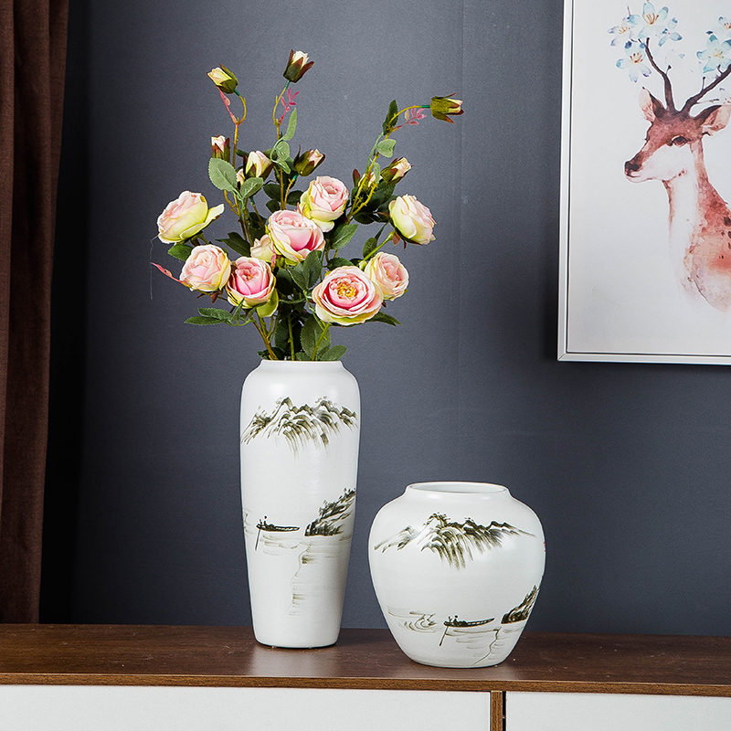 Jingdezhen hand - made ink painting in furnishing articles dried flower vase modern Chinese style household, sitting room porch decoration ceramics