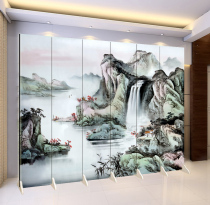 Landscape Wind Landscape Painting Folding Mobile Screen Partition Living Room Fashion Xuanguan Entrance Home Office Beauty Decoration