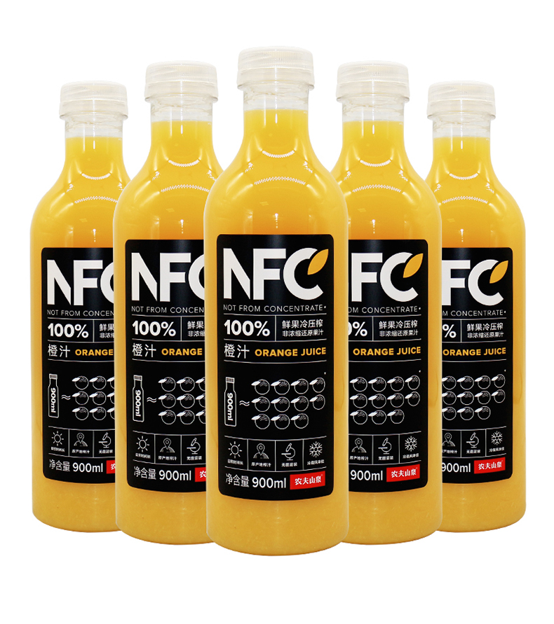 农夫山泉nfc果汁橙汁苹果香蕉芒果鲜果压榨300ml*24瓶整箱装新货