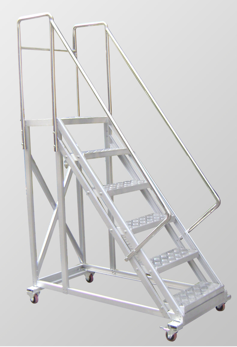 15米仓库登高移动平台梯全钢制