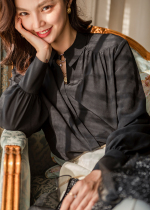 LRKS Lier Gao Ding (quiet purple silk shirt) 19 M M silk double crepe womens shirt L03CS9112