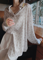 Lieer high-definition LRKS (brand presbyopic shirt) contrasting color drape feeling skin-friendly and printed logo fashionable shirt U004