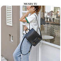 MUSESTU simple academic style leather backpack bag 2021 New cowhide backpack Korean version wild fashion womens bag