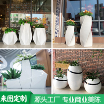 FRP flower pot shopping mall beautiful Chen custom outdoor landing large combination flower bowl Nordic creative simple Big Vase