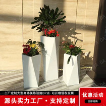 FRP diamond-shaped combination flowerpot outdoor square floor vase Mall hotel beautiful Chen flower creative flower bowl