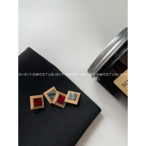 YOMOSTUDIO small incense retro style metal button square imitation shell woven tweed coat decorative button