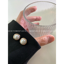YOMOSTUDIO metal pearl knit small fragrance 100 lap wind button woman fit round shirt collar garment collar button