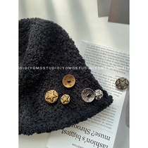 YOMOSTUDIO metal five-pointed star button Chinese style button coat womens coat woolen jacket womens button
