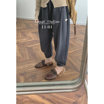 Qian Meixi Temperament Retro Thickening Bunch of Pants Woman Han Version Loose Casual Long Pants 2021 Winter New