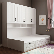 Tatami bed wardrobe one-piece storage Childrens combination set Single small apartment book bedroom with Tatami bed cabinet