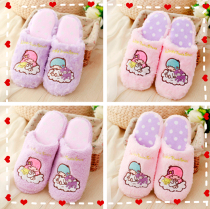 Cute Cartoon Double Neutron Stars Cotton Slippers Women Thick Bottom Autumn Winter Residence Home Han Edition Indoor Winter Sweater Slippers