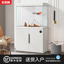 Fish tank Living room Small and medium-sized in-cylinder without pipe fittings Household under-filtration ultra-white glass smart fish tank Aquarium against the wall