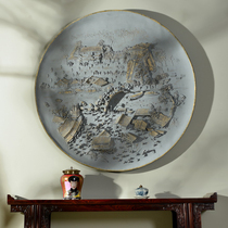 Fine work engraving New Chinese style Chinese wind Qingming Upper river Tutu disc plaster modern art wall decoration light extravagant and soft device