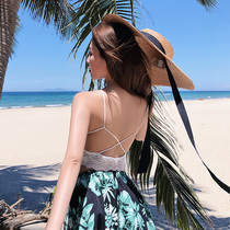 Breasted lingerie woman anti-walking light beauty back harness cross with net red pops to hit bottom lace sexy inner lap thin summer