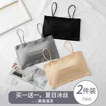 Rub Chest Underwear Anti-Walking Light Wrap Chest Harness Vest Student High School Teen Summer Slim no-mark Ice Silk Bra