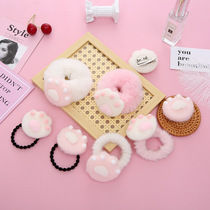 Japan-ROK cute plush hair rope Ins hair accessories Cat Feet Print Brooch Cat Claws Hairpin Hairpin Hair Plush Hair Ring Head Leather Gluten