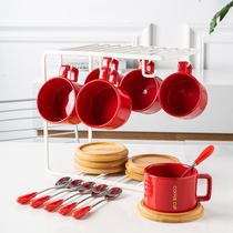 Simple coffee cup set ins Creative simple Nordic cute female household couple water cup ceramic cup with spoon