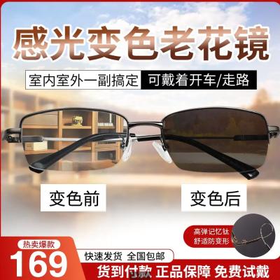 Eye expensive glasses HD anti-blue light reading glasses can walk with color-changing zoom glasses St Morris