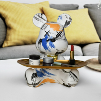 Light luxury net red home decoration violent bear sitting porch key storage tray decoration creative gift