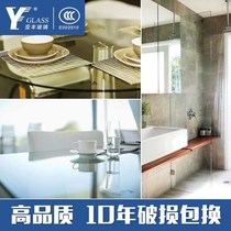 Tempered glass custom custom dining table table table coffee table Round table rectangular round shaped plate household black and white