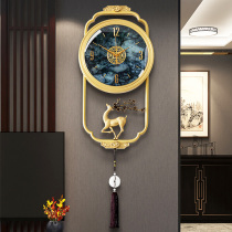 New Chinese Punch-Free Hanging Clock Living Room Home Fashion 2021 New Clock Hanging Wall Pure Copper Light Extravagant High-end Timepiece