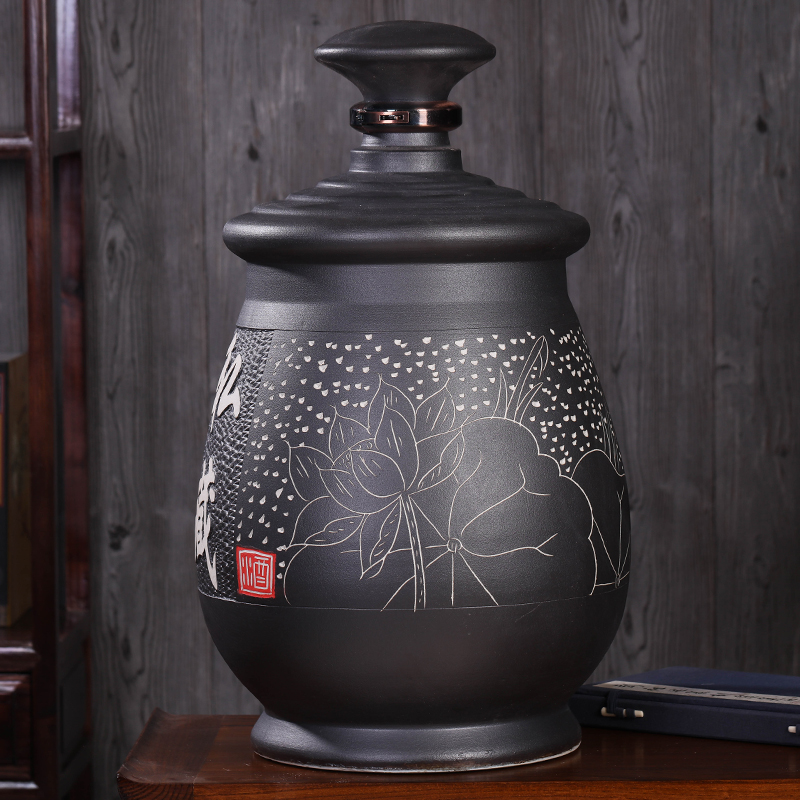 Jingdezhen ceramic jars big upset it caches store wine 50 kg of household seal archaize mercifully jars hip flask