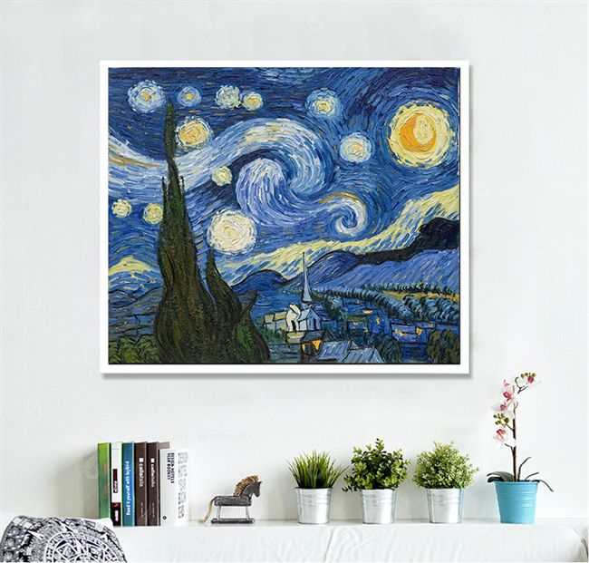 热销钻石画满钻油画世界名画十字绣梵高星空小幅简单欧式客厅满绣