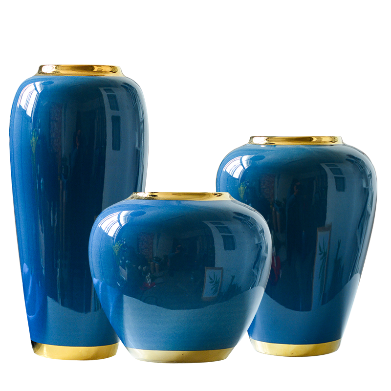 New Chinese style ceramic plug-in simulation flower art vase furnishing articles creative modern American household adornment flowers sitting room