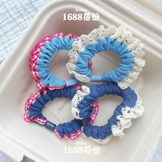 달콤한 레이스 에디드 데님 헤어 링 세련된 다목적 헤어 밧줄 귀여운 달콤한 머리카락 넥타이 고무 밴드 높은 포니 테일 헤드 드레스 달콤한 레이스 에디드 데님 헤어 링 세련된 다목적 헤어 밧줄 귀여운 달콤한 머리카락 넥타이 고무 밴드 높은 포니 테일 헤드 드레스