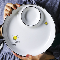 Thai nostalgia creative Nordic dumpling plate with vinegar plate Ceramic dumpling plate seasoning grid Household cold dishes shrimp plate 615